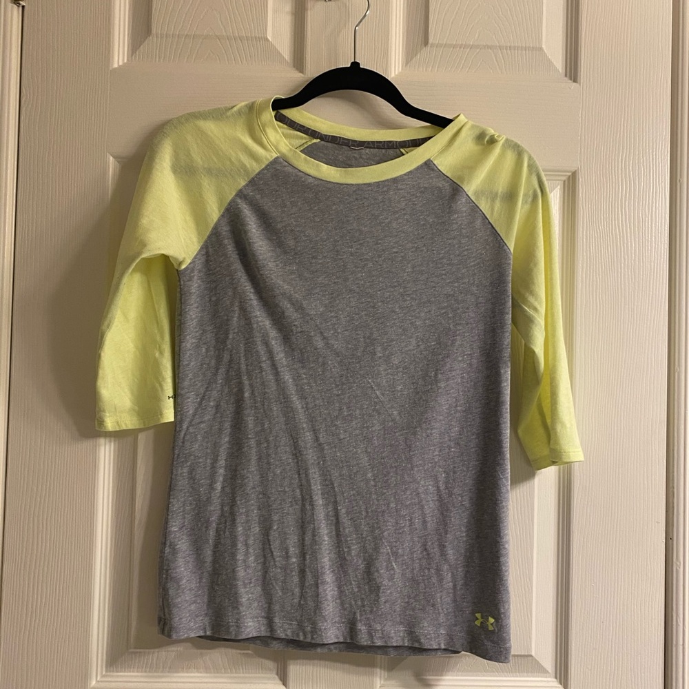 Under Armor grey and green half sleeve shirt